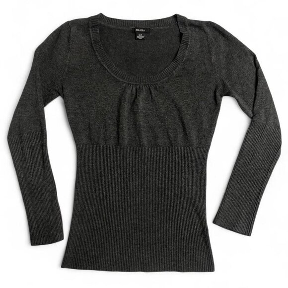 Vtg Majora Grey Puff Top - Picture 2 of 5